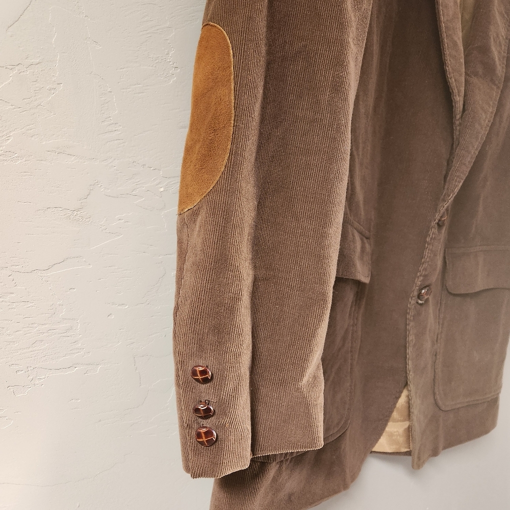 Vintage LEVI'S Menswear Brown Blazer Size L Corduroy Elbow Patch Front Pockets - Picture 9 of 11